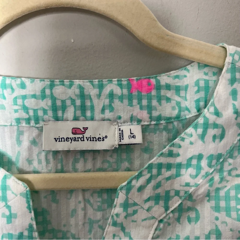 Vineyard Vines Girls Cotton Fish Print Tunic Beach Cover Up Top Size Large